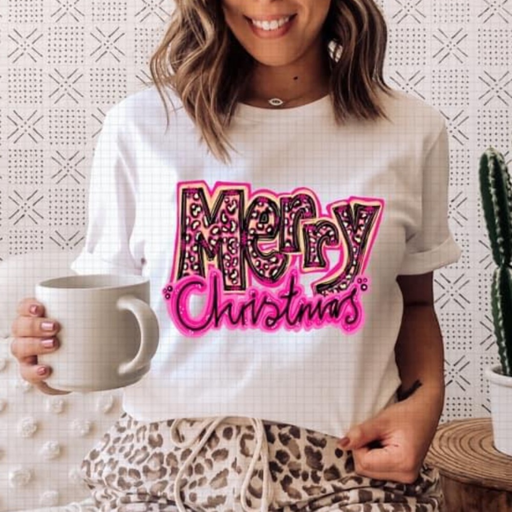 NEW CUSTOM PINK “MERRY CHRISTMAS” SHIRT!